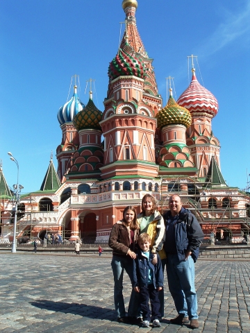 Jay Harris and family in red square Moscow.